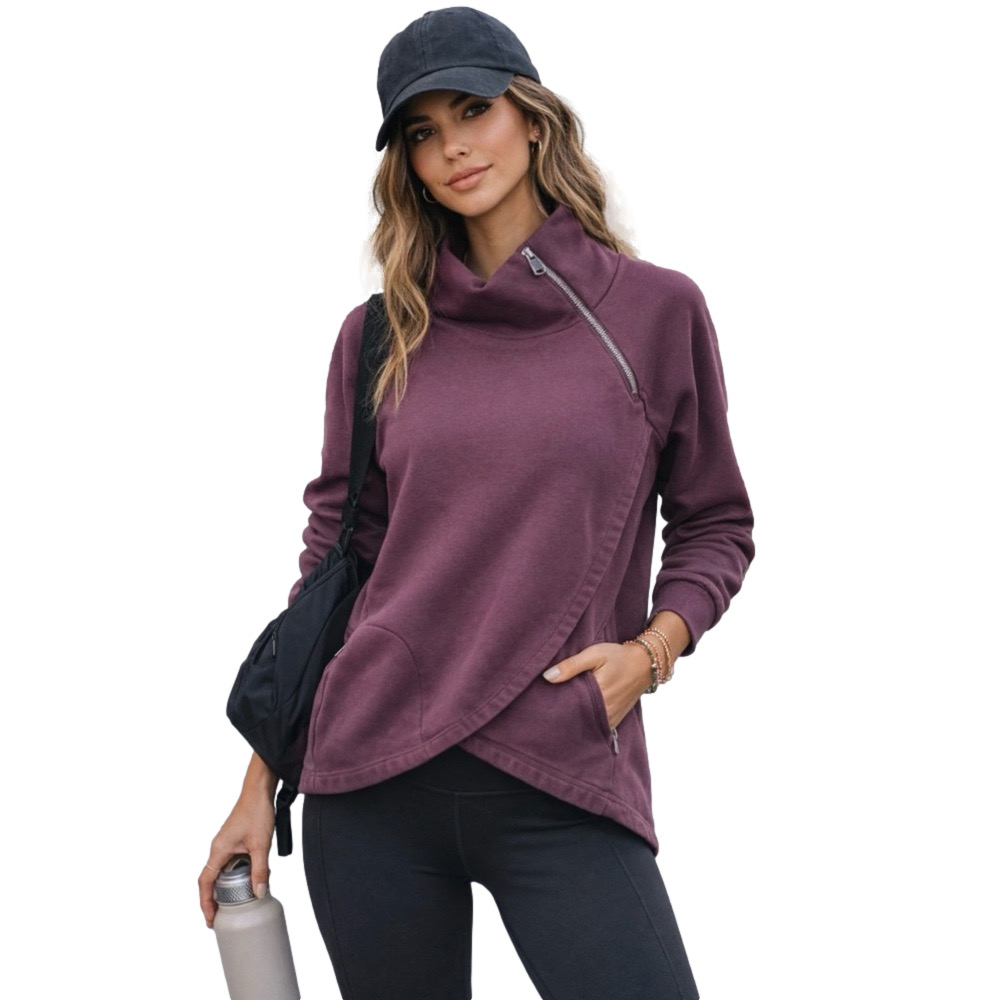 🚀Athleta Plum Cowl Neck Sweater with Zipper size XS GUC
